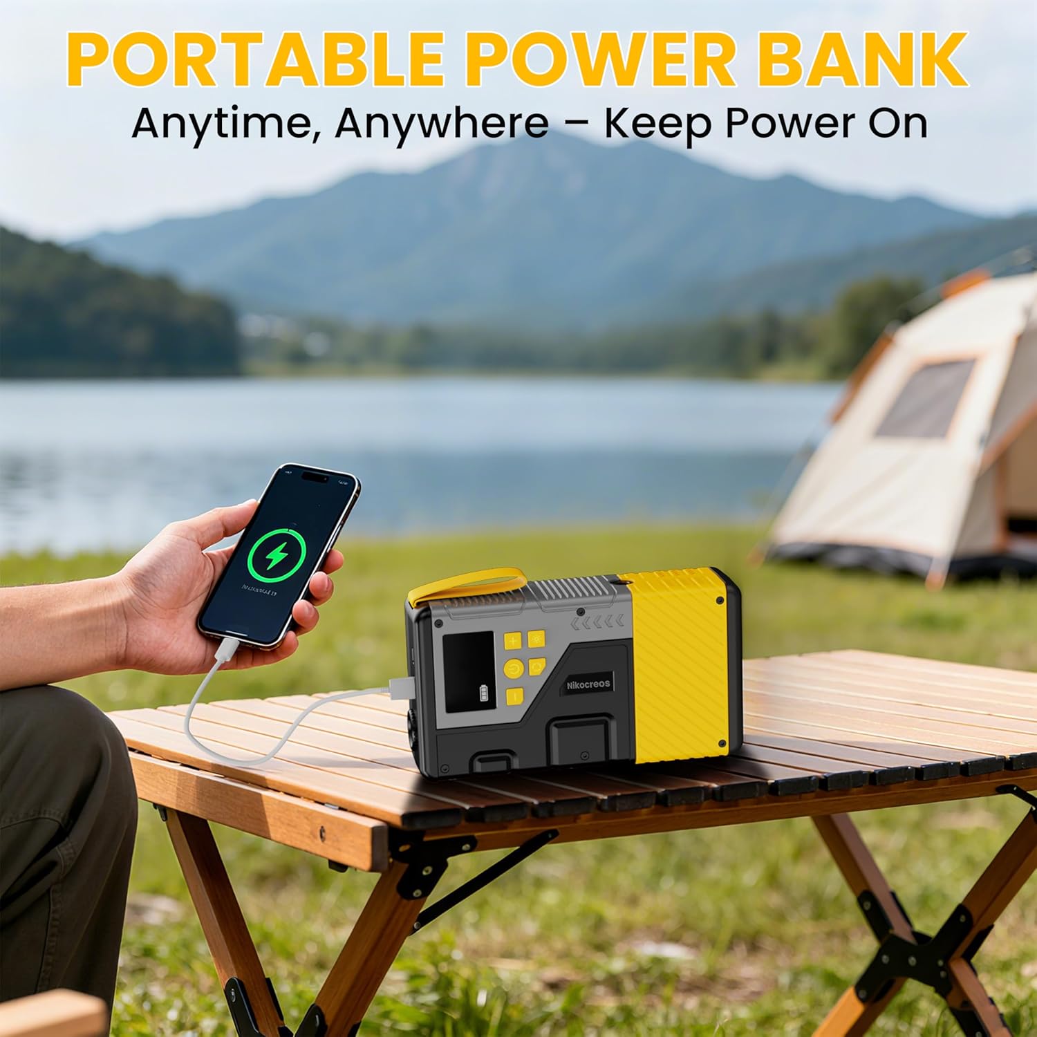 Portable Car Jump Starter with Air Compressor for Emergencies,3000A Peak and 150 PSI Max,for 12L Gas  10L Diesel Engines,LCD Display,LED Light