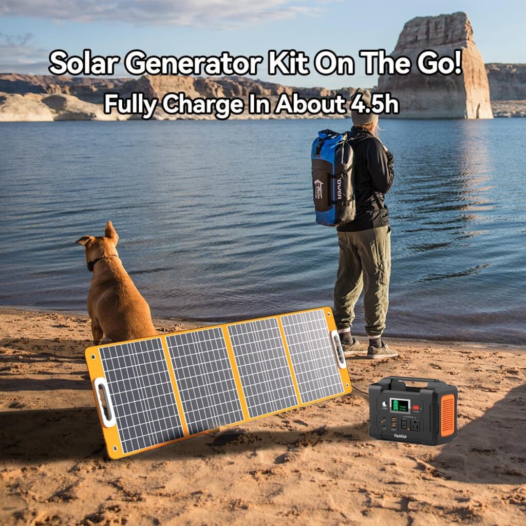Portable Power Station 200W, FF Flashfish 40800mAh Backup Power Battery Pack With 110V AC Outlets/2 DC Ports/3 USB Ports, Solar Generator Power Supply For Home Backup, Power Outages, and Camping