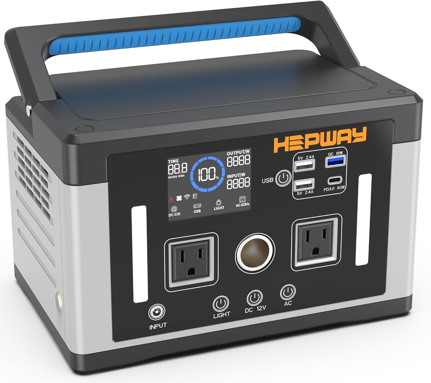 Portable Power Station 700W,Solar Electric Generator 577Wh Pure Sine Wave 120V AC,PD 60W,Car Port Outlets Surge 1000W,Inverter Generator Home Backup Battery for CPAP,Camping,RVs,Blackouts