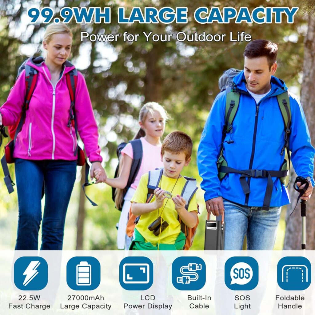 Portable Power Station with 55W Solar Panel, 299Wh LiFePO4 Backup Battery 300W Pure Sine Wave AC (600W Peak) Car Outlets PD 60W QC3.0 Solar Generator Power Bank for Camping, Emergency, CPAP Portable Power Station with 55W Solar Panel, 299Wh LiFePO4 Backup Battery 300W Pure Sine Wave AC (600W Peak) Car Outlets PD 60W QC3.0 Solar Generator Power Bank for Camping, Emergency, CPAP