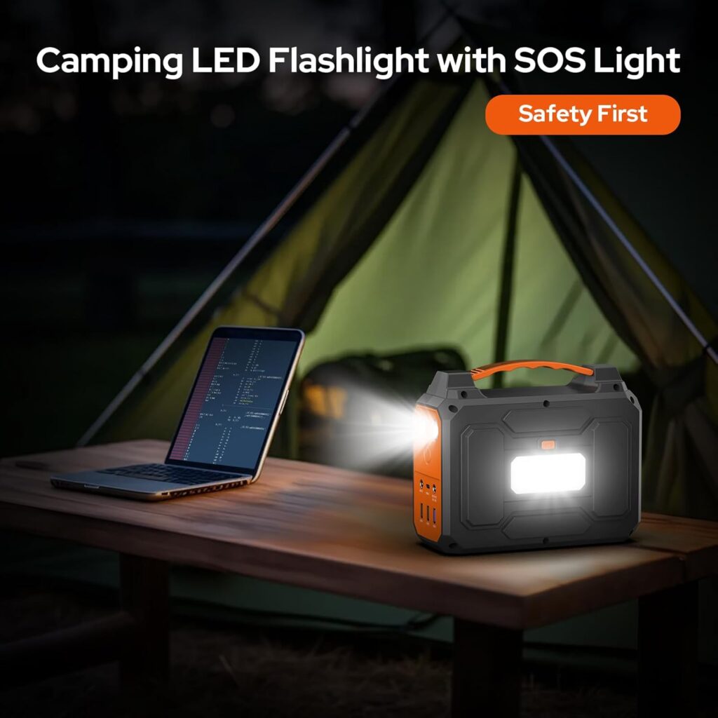 Portable Power Station with Foldable 40W Solar Panel, 100W Solar Powered Generator with Panels,110V AC Outlet Camping Solar Power Bank 146Wh DC Battery Pack for Smart Device RV Outdoor Power Outage