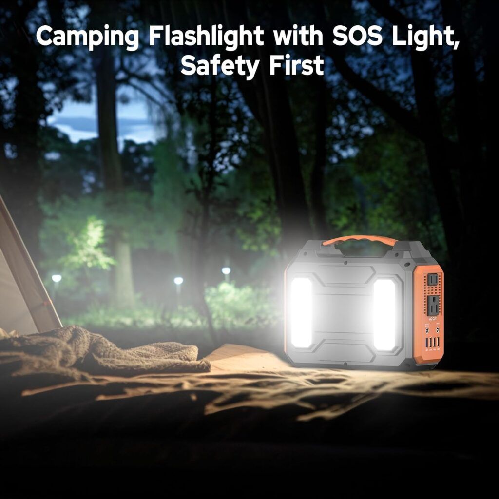 Portable Solar Generator with Panel, 300W Portable Power Station with Foldable Solar Panel 40W, 110V AC Outlet 100W Camping Solar Power Bank Lithium Battery Pack for Home Use RV Outdoor Power Outage