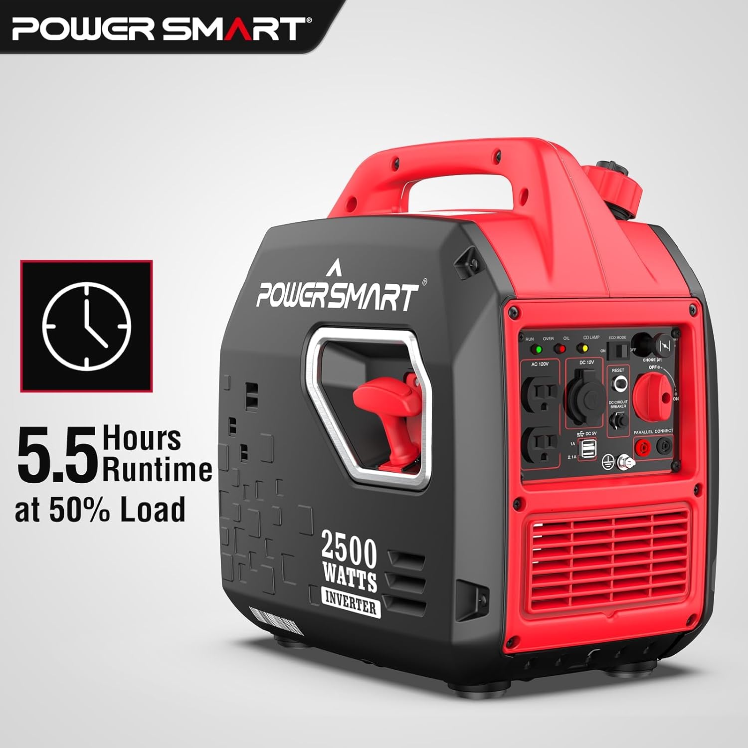 PowerSmart 4400-Watt Portable Inverter Generator, Gas Powered, CO-Sensor, Lightweight  Quiet for Home Use and Emergency Backup, Camping, EPA Compliant