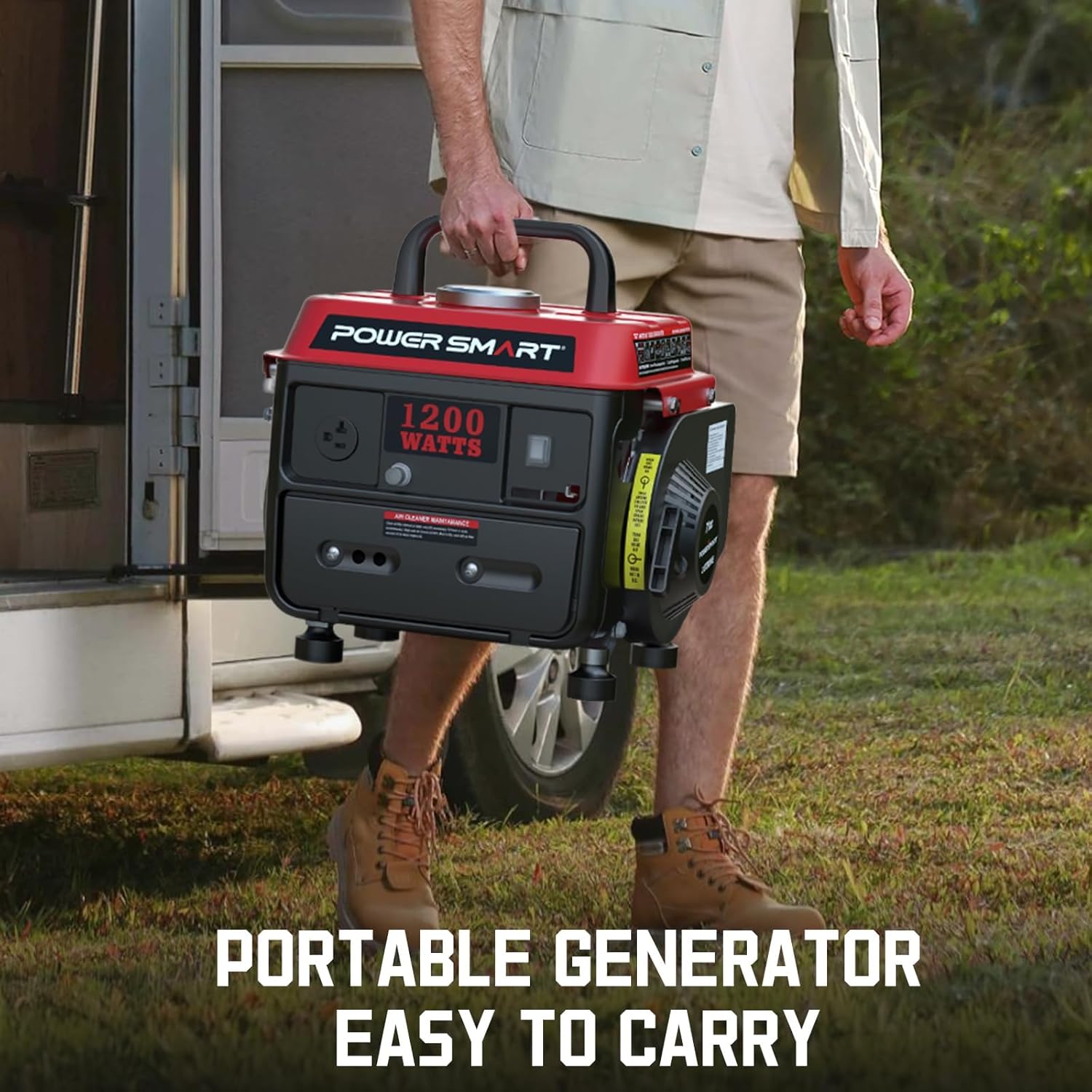 PowerSmart 4400-Watt Portable Inverter Generator, Gas Powered, CO-Sensor, Lightweight  Quiet for Home Use and Emergency Backup, Camping, EPA Compliant