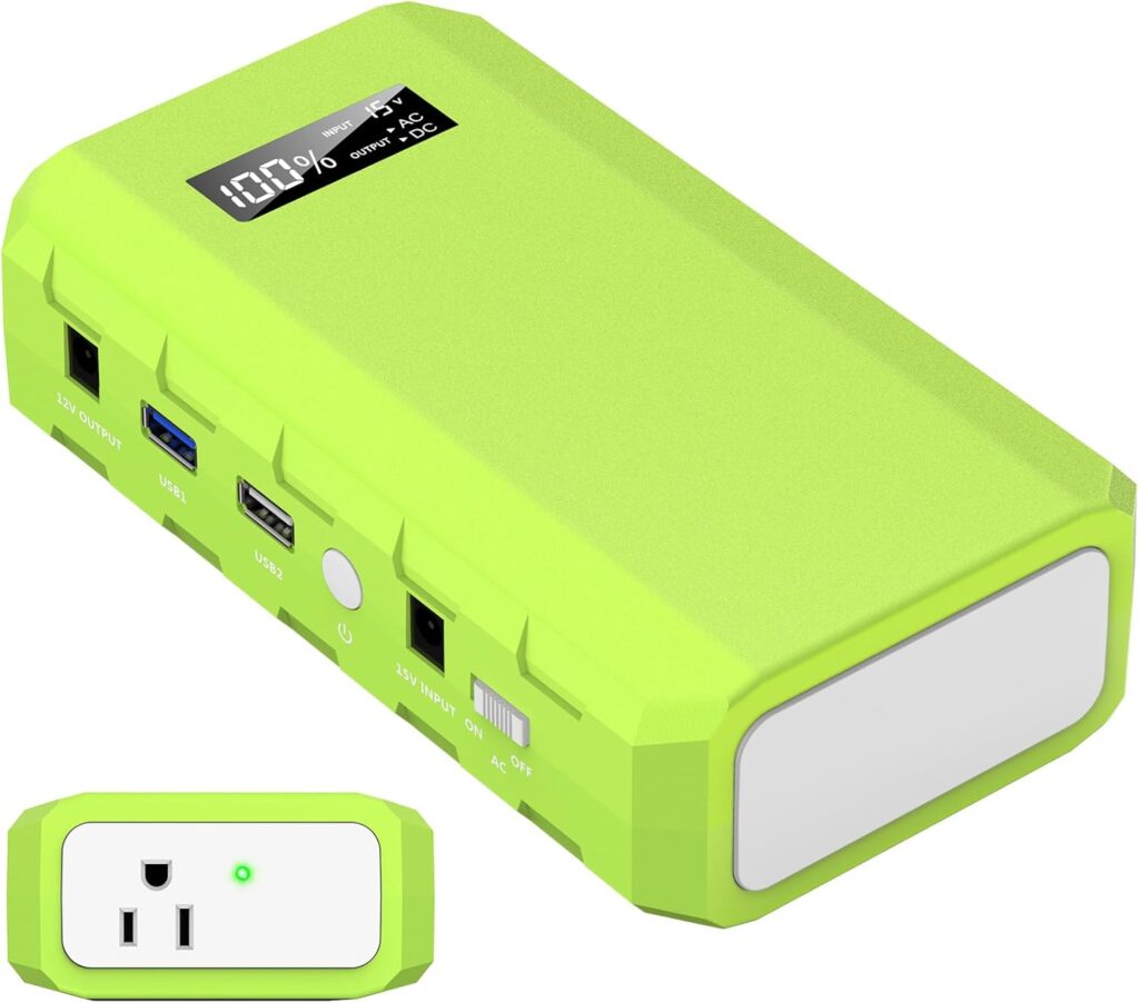 powkey 24000mAh/65W Solar Generator 30W with Panels Included, 88Wh Portable Power Station with AC Outlet, Lithium Battery Rechargeable Powered Bank with 110V AC Outlet for Emergency (Green+Black)