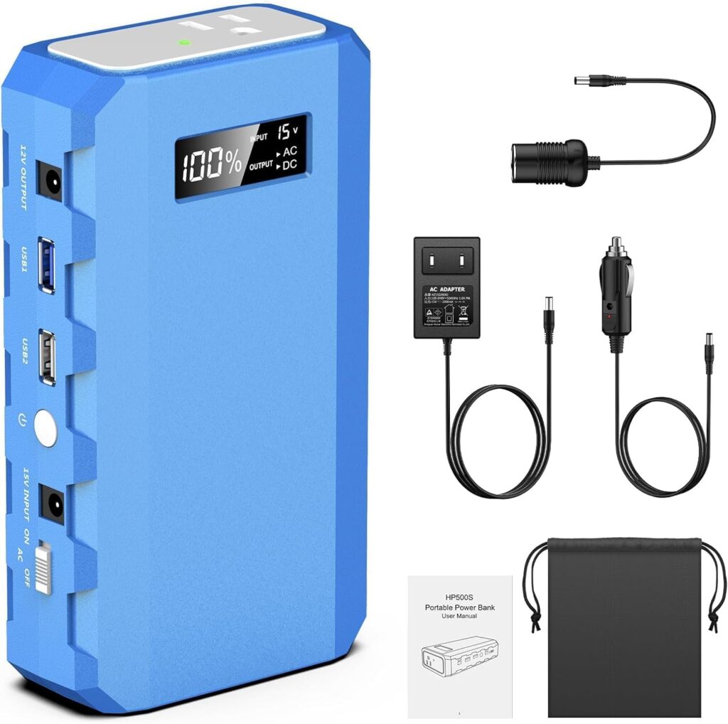 powkey 24000mAh/65W Solar Generator 30W with Panels Included, 88Wh Portable Power Station with AC Outlet, Lithium Battery Rechargeable Powered Bank with 110V AC Outlet for Emergency (Green+Black)