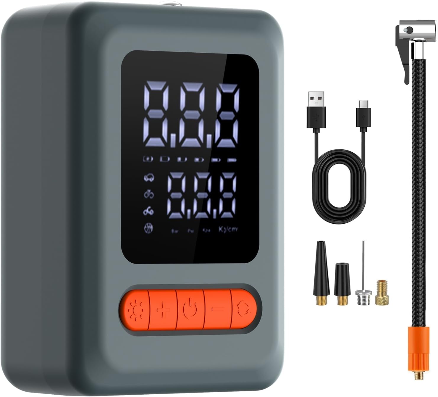 Tire Inflator Portable Air Compressor  Car Jump Starter, Cordless Air Pump with LED Light  Pressure Gauge for Auto,Motorcycles,Bikes,Balls.