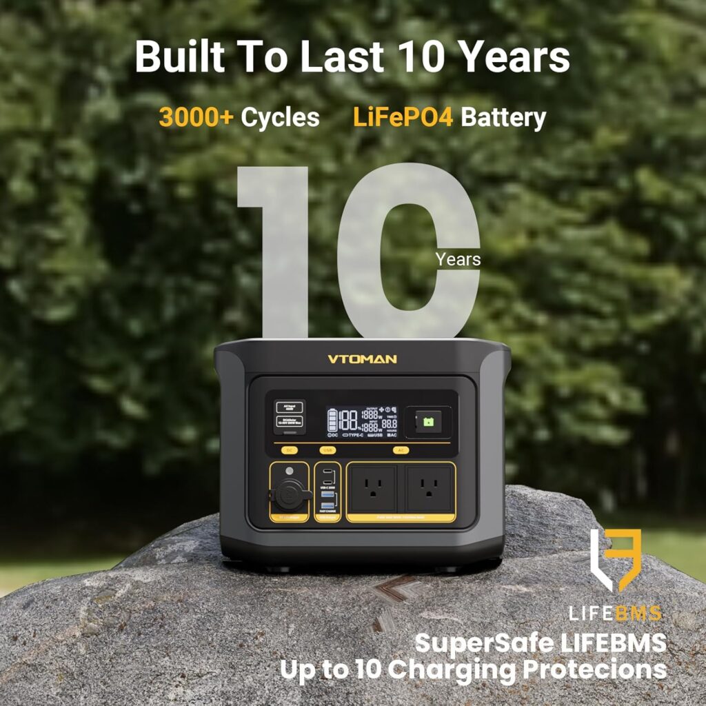VTOMAN FlashSpeed 600 Portable Power Station 600W (1200W Peak) - 499Wh Solar Generator with LiFePO4 Battery Pack, 100W USB-C/110V AC, 60 Min Fast Charging 0-80% for Camping, Fishing, Blackout, RVs