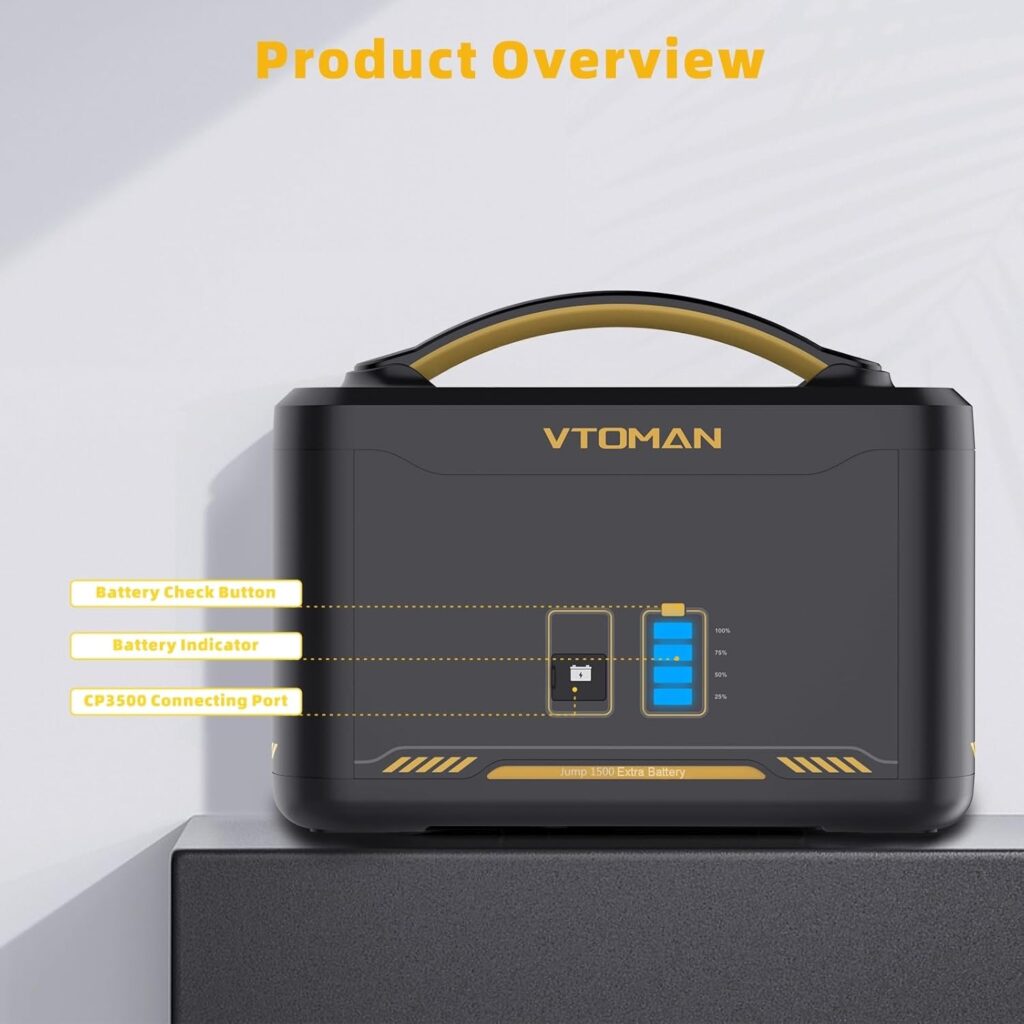 VTOMAN Jump 600X Portable Power Station 600W, 299Wh Solar Generator LiFePO4 Battery Power Station with Jump Start for Car, 1200W AC Outlet, PD 60W USB-C, 3x Regulated 12V/10A DC for Camping, RV Travel
