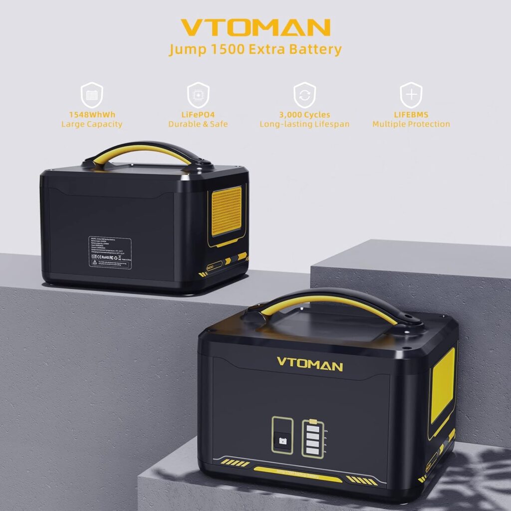 VTOMAN Jump 600X Portable Power Station 600W, 299Wh Solar Generator LiFePO4 Battery Power Station with Jump Start for Car, 1200W AC Outlet, PD 60W USB-C, 3x Regulated 12V/10A DC for Camping, RV Travel