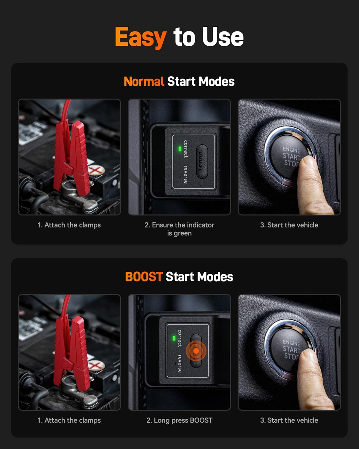 WOLFBOX 4000A Jump Starter with 160PSI Air Compressor, 12V Car Battery Booster, 65W Fast Charge, 24000mAh Portable Tire Inflator, LED Display for 10L Gas  10L Diesel Engines, LED Light, Jumper Cables