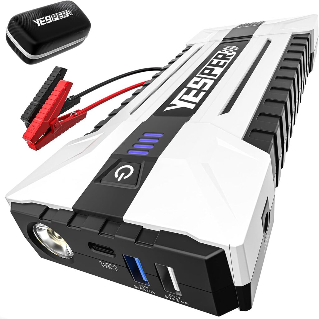 YESPER Battery Jump Starter Portable, 3000A Booster Pack Jump Box for 12V Car (Up to 10L Gas/8L Diesel Engine), Jumper Cables with DSLI Safe Tech, PD 15W Fast Charge  DC 15V Port