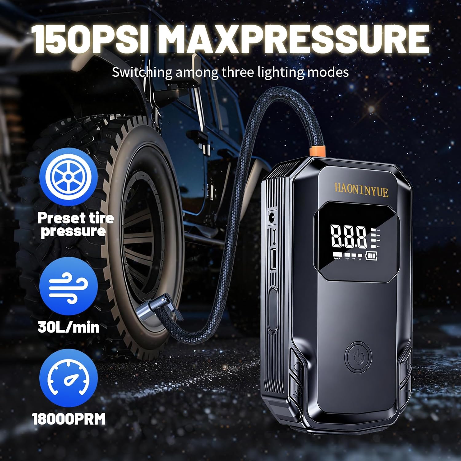 Z8 Jump Starter with Air Compressor, 3000A Portable Car Battery Booster (9.0 Gas/6.5L Diesel) with 150PSI Auto-Shutoff Tire Inflator, 12V Lithium Jump Box Car Battery Jumper Starter