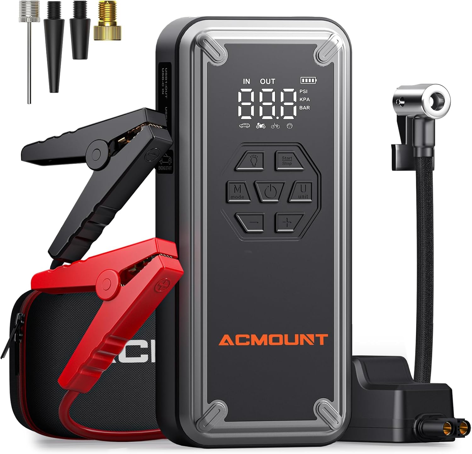 Acmount W160 Jump Starter with Air Compressor 5000A Car Battery Jump Starter 150PSI Tire Inflator/Air Pump, 12V Portable Jump Pack (Up to 9L Gas/8L Diesel Engine), Emergency Car Kit, Idea Gift for Man