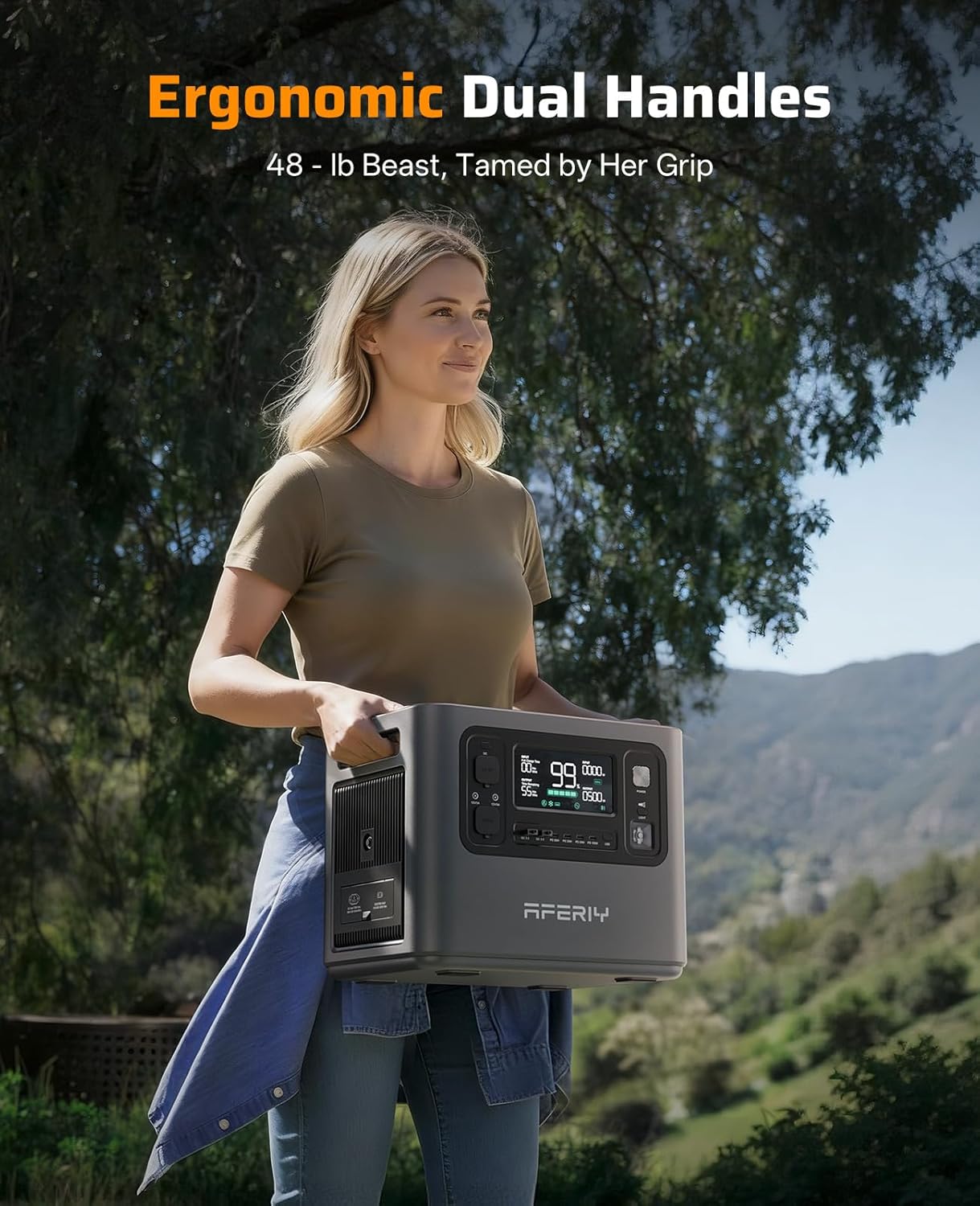 AFERIY P210 Portable Power Station 2400W,2048Wh LiFePO4 Battery Generator with USB-C PD 100W Fast Charging for Emergencies, Power Outages,Home Backup,Camping(Solar Panel Optional)