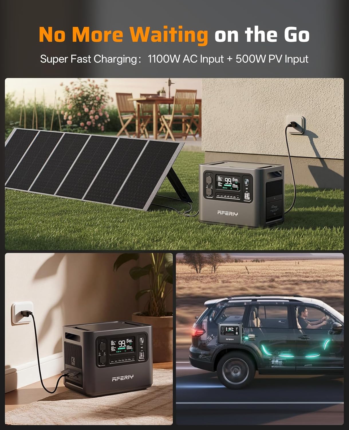 AFERIY P210 Portable Power Station 2400W,2048Wh LiFePO4 Battery Generator with USB-C PD 100W Fast Charging for Emergencies, Power Outages,Home Backup,Camping(Solar Panel Optional)