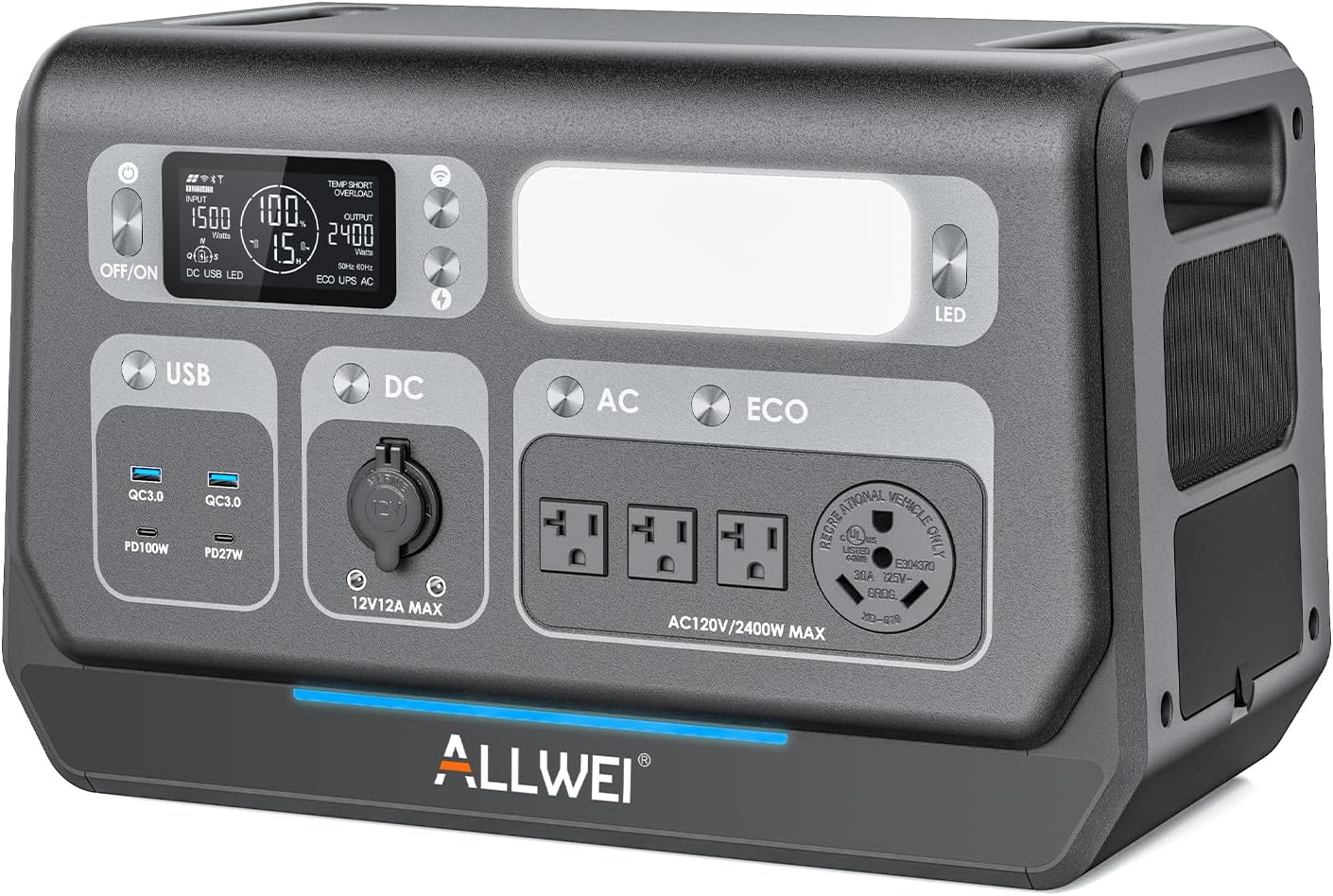 ALLWEI Portable Power Station 300W (Peak 600W) Upgraded, 256Wh LiFePO4 Battery Bank Solar-Generator with 6 Output Ports, Backup Power Supply for Camping Travel Blackout Home Use (Solar Panel Optional)