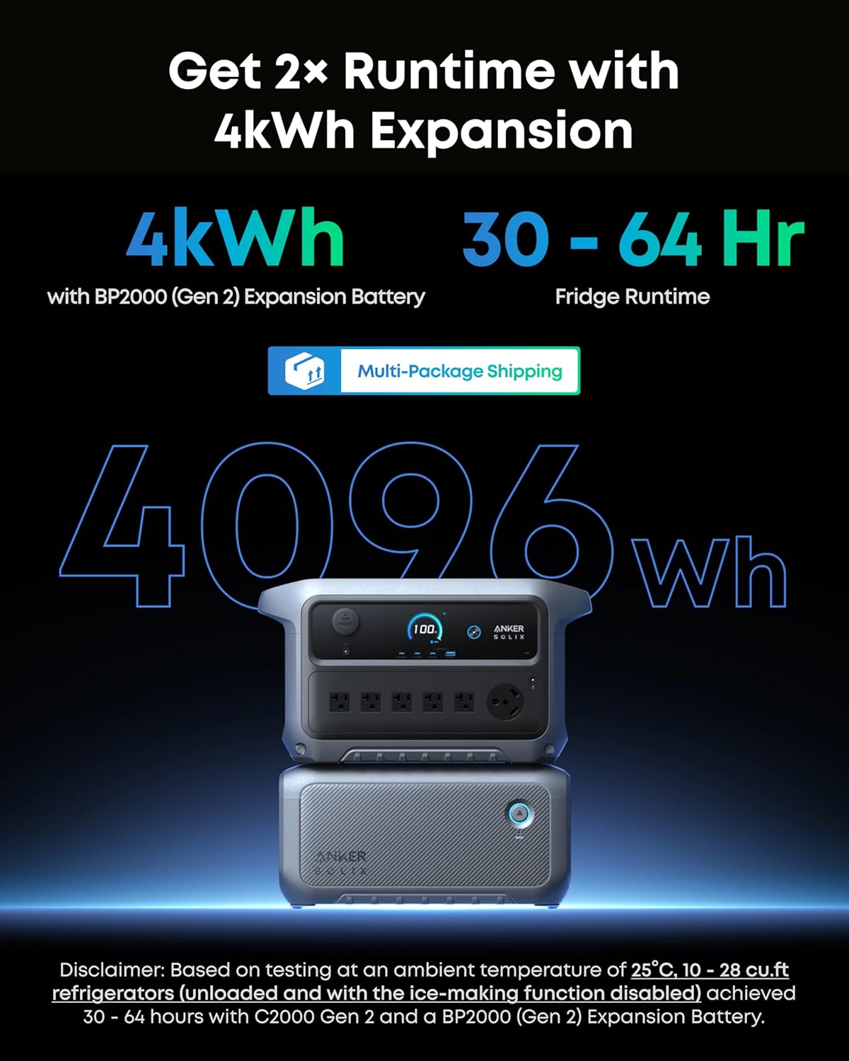 Anker SOLIX C2000 Gen 2 Portable Power Station, 2,400W (Peak 4,000W) Solar Generator, Full Charge in 58 Min, 2048wh LiFePO4 Battery for Home Backup, Power Outages, and Camping (Optional Solar Panel) Anker SOLIX C2000 Gen 2 Portable Power Station, 2,400W (Peak 4,000W) Solar Generator, Full Charge in 58 Min, 2048wh LiFePO4 Battery for Home Backup, Power Outages, and Camping (Optional Solar Panel)