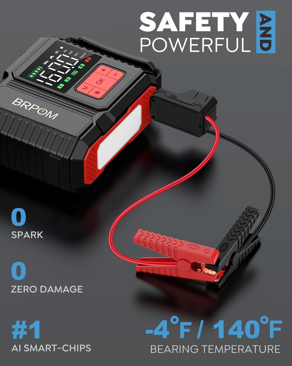 Car Jump Starter with Air Compressor, 160PSI 8000A Peak 26800mah (Up to All Gas or 12.0L Diesel Engine, 50 Times) Portable Jump Starter 12V Auto Battery Jump Pack Quick Charge