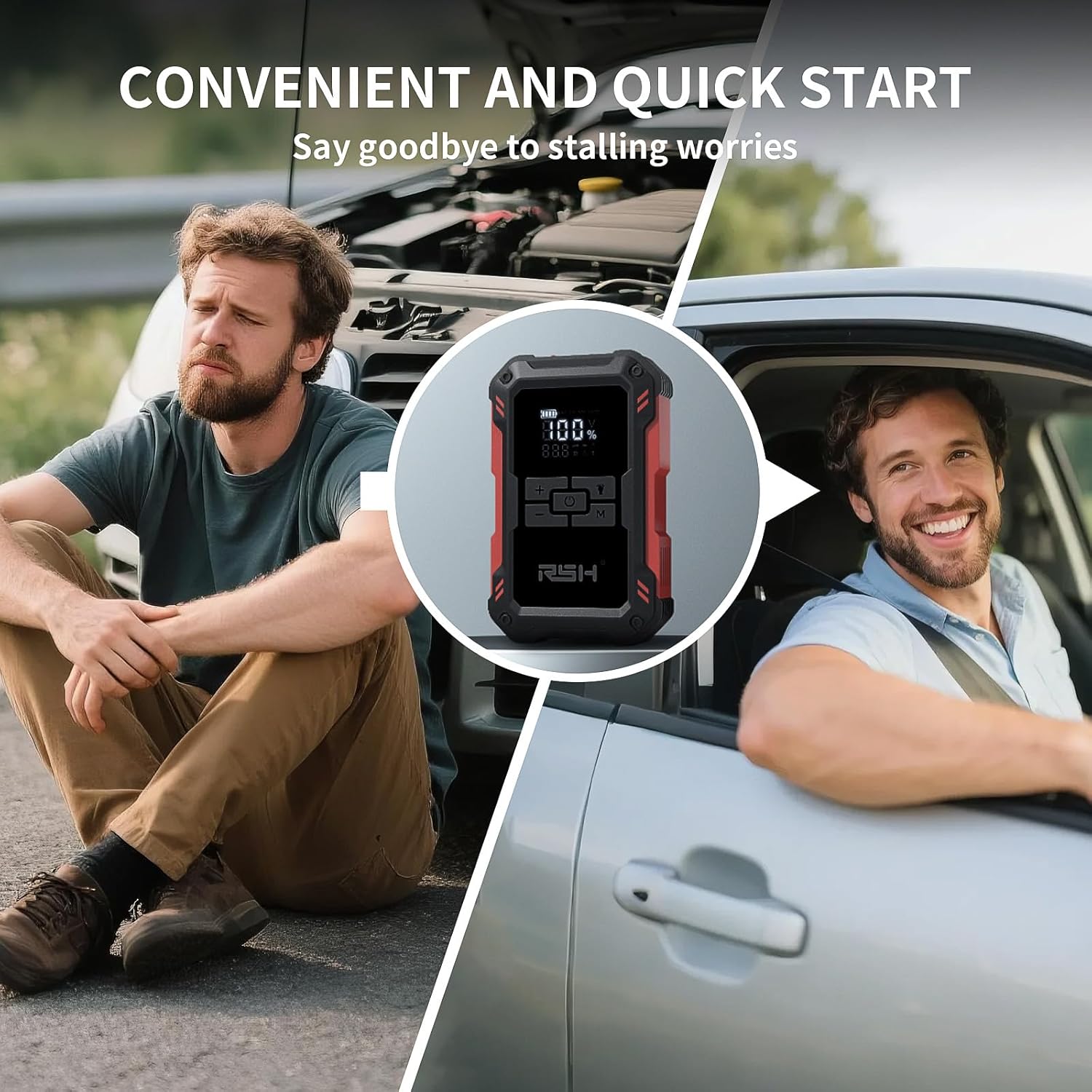 Car Jump Starter with Air Compressor 4000A Peak Battery Jump Starter 12V 150PSI Jump Box (up to 9L Gas,7.0L Diesel Engine) Auto Booster,LED Light  15000MA with 65W USB Quick Charger and Type C