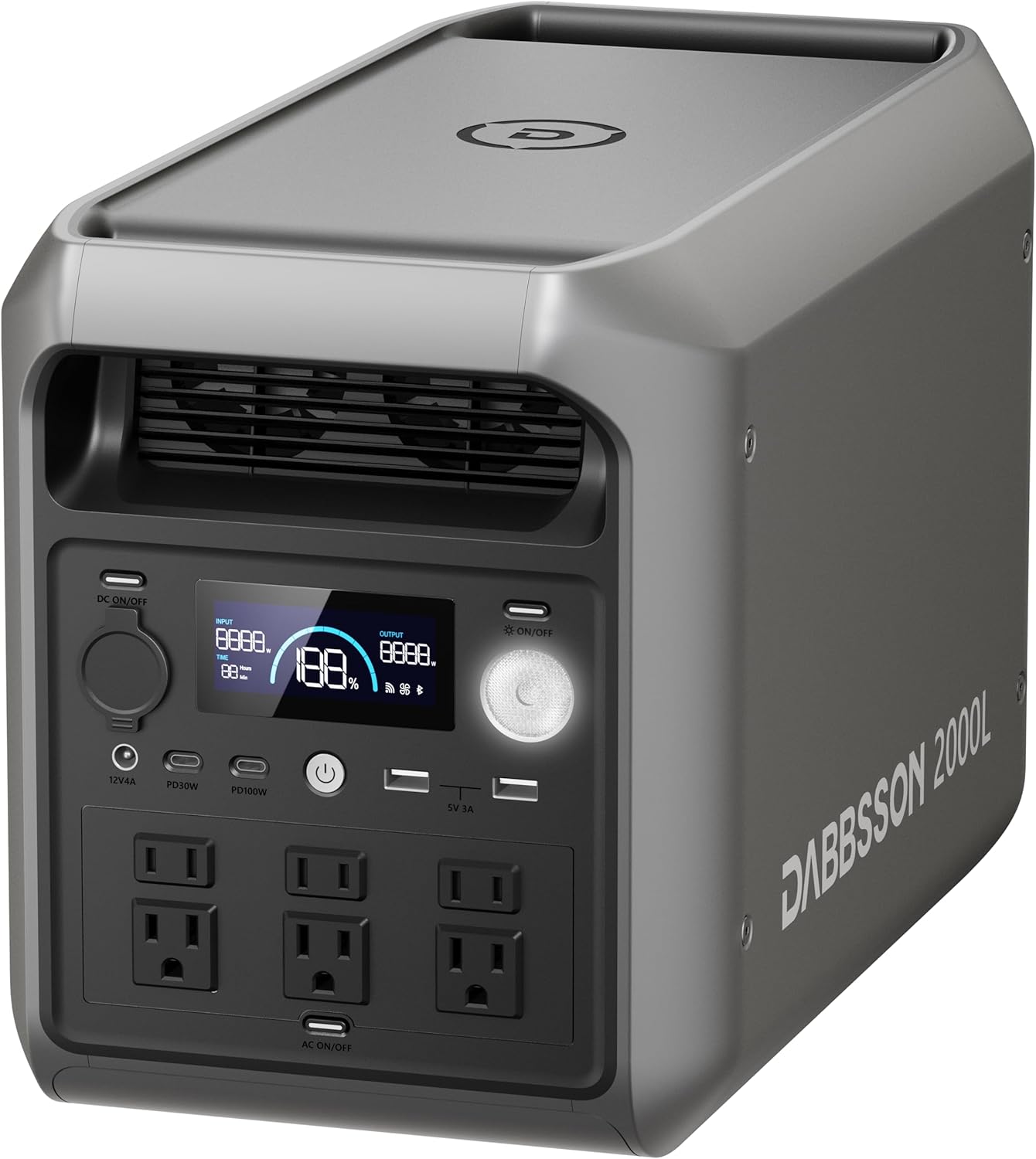 DABBSSON 2048Wh Portable Power Station, Safe Semi-Solid LiFePO4, 3300W Power Boost, 2200W AC Output ×6, 41lb,Compact  Lightweight, 1.3X Runtime, 2000L Solar Generator for Camping/Home/RV