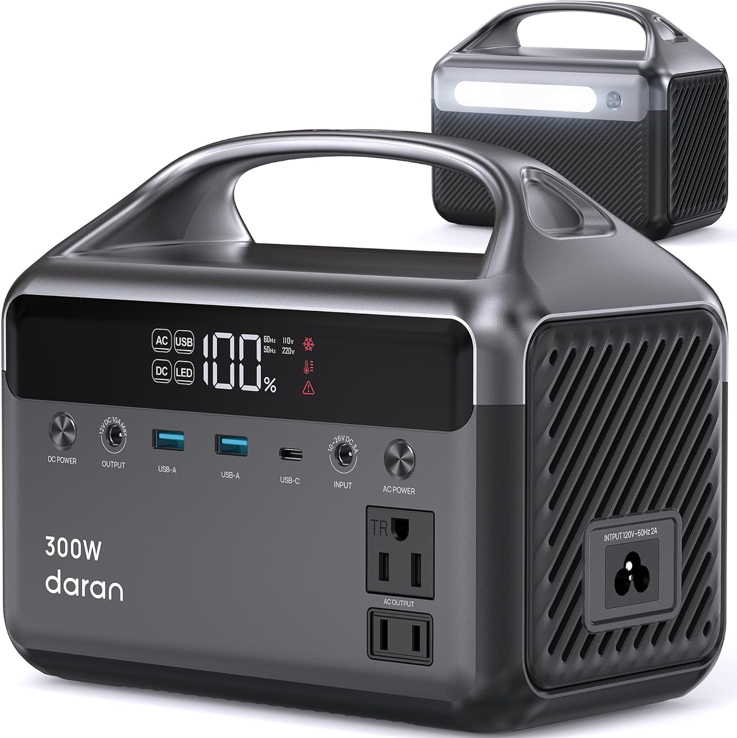 DaranEner Portable Power Station, 300W (Surge 600W) 192Wh(60,000mAh) Power Bank with 110V AC Outlet, LiFePO4 Battery for Home Emergency, Camping, Travel, Outdoor Electronics(Option Solar Generator)