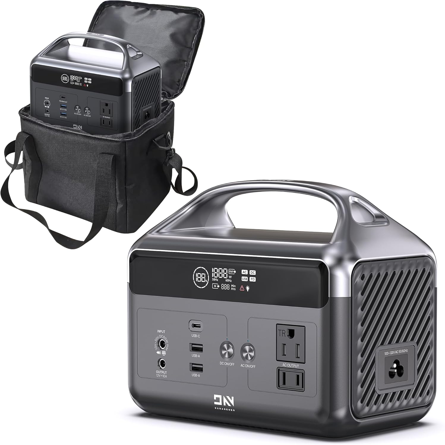 DaranEner Portable Power Station 60,000mAh with Storage Bag, 192Wh LiFePO4 Battery Backup, Solar Generator with 2×AC 300W(600W Surge) Outlets, USB-C 60W PD, for Camping, RV, Outdoor, Home Emergency