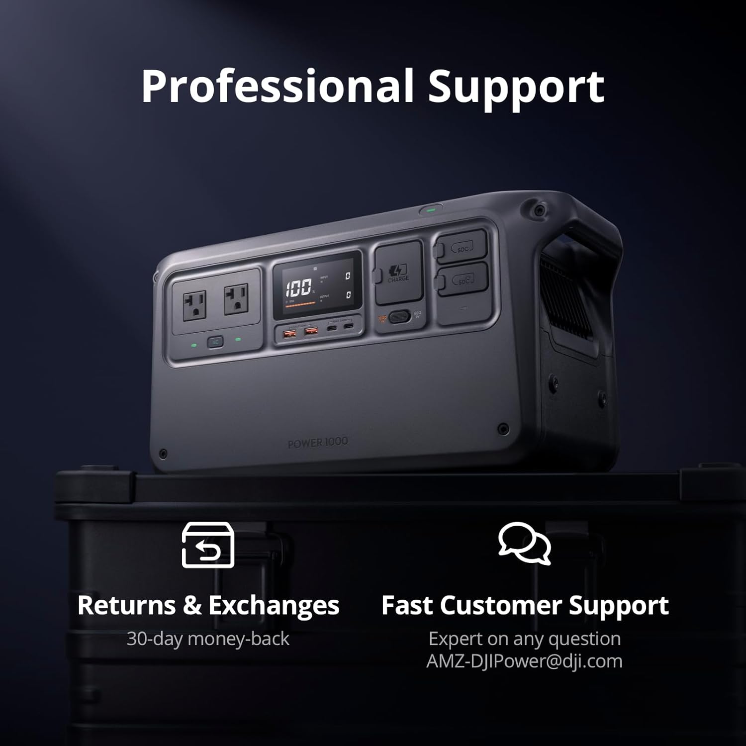 DJI Power 1000 Portable Power Station, 1024Wh LiFePO4 Battery, 2200W (Peak 2600W) AC/140W USB-C Output, 23db Ultra-Silent, Solar Generator For Home Backup, Camping(Solar Panel Optional)