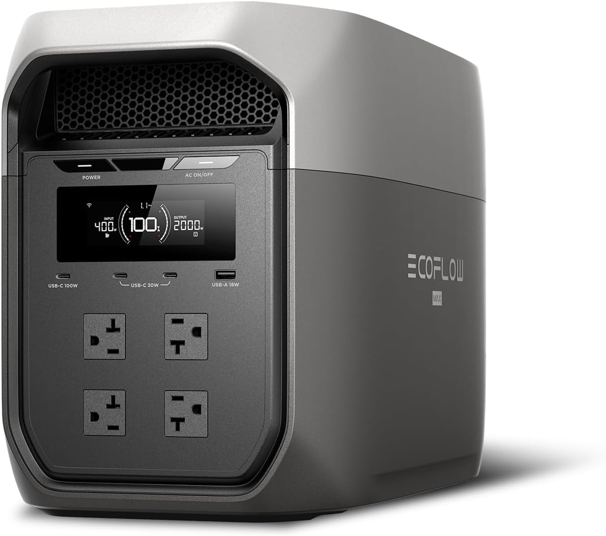 EF ECOFLOW Portable Power Station DELTA 2 Max, 2400W LFP Solar Generator, Full Charge in 1 Hr, 2048Wh Solar Powered Generator for Home Backup(Solar Panel Optional)