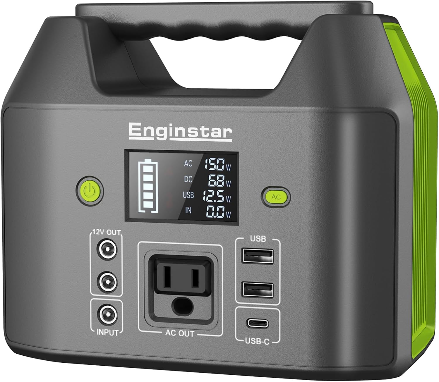 EnginStar 155Wh Power Bank 150Wh Portable Power Station 110v Battery Pack 6 Outputs w/AC Outlet LED Light for Outdoor Camping Road Trip Emergency