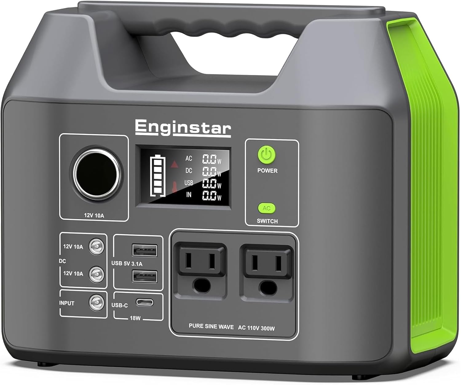 EnginStar Portable Power Station 300W 296Wh Battery Bank with 110V Pure Sine Wave AC Outlet for Outdoors Camping Hunting and Emergency, 80000mAh Backup Battery Power Supply for CPAP