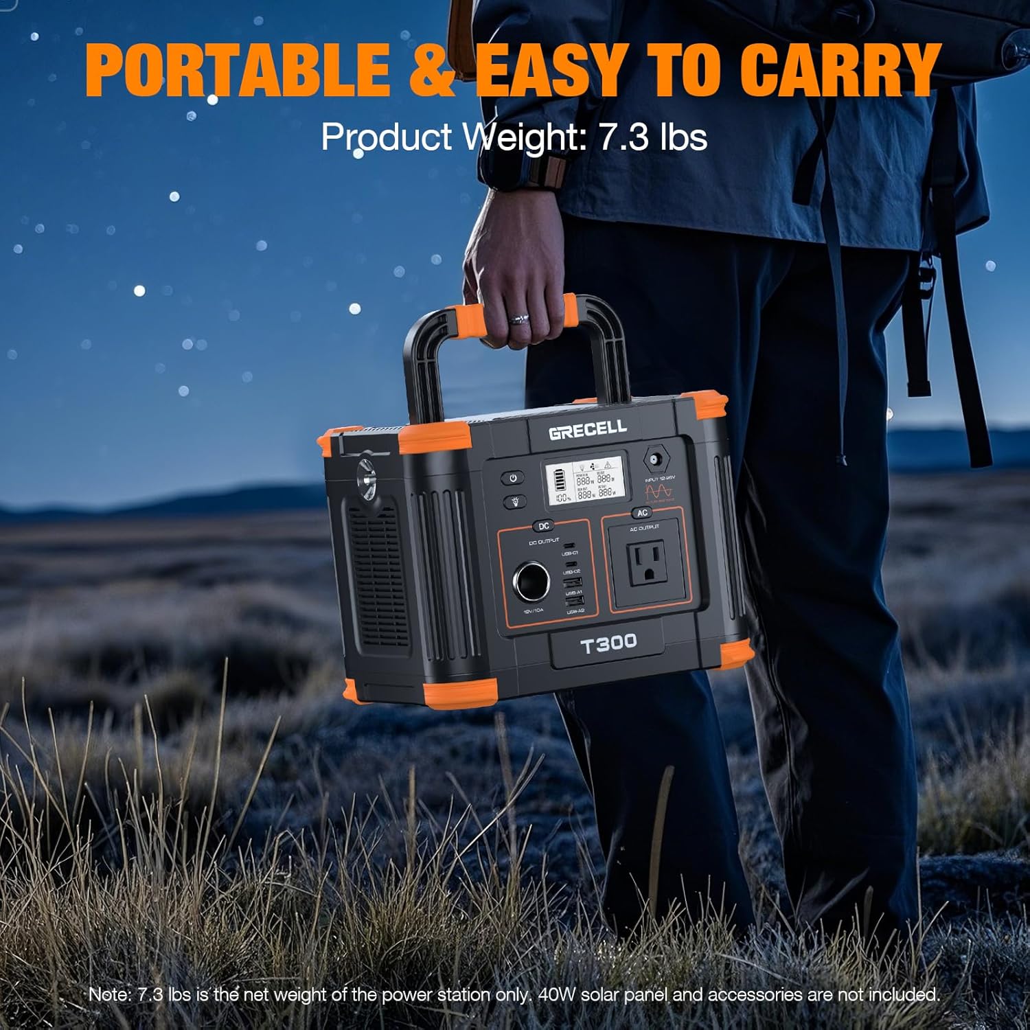Grecell Portable Power Station 330W (Peak 600W) with 40W Solar Panel, GRECELL 230.88Wh Solar Generator 60W USB-C PD, 110V Pure Sine Wave AC Outlet, Lightweight Backup Battery for Camping, Travel, RVs