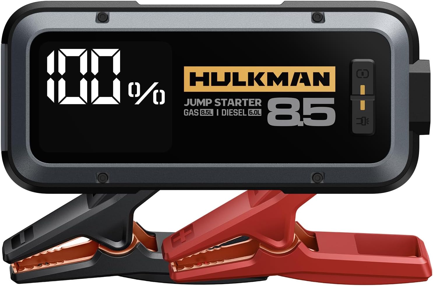 Hulkman Alpha85,Space Gray,2000A 74Wh Smart Jump Starter,12V Portable Car Battery Booster with 3.3 Display,USB-C Power Pack,5-Mode Flashlight,Jumper Cables for up to 8.5L Gas/6.0L Diesel