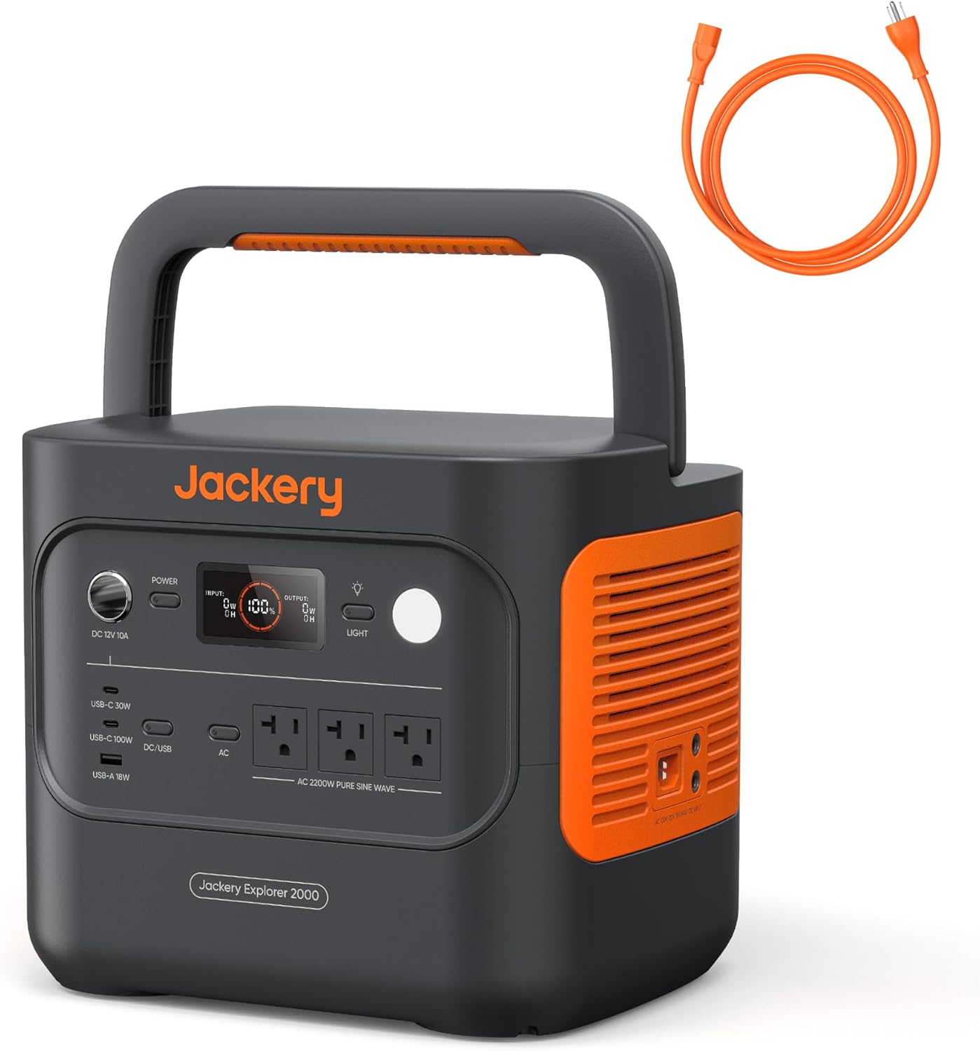 Jackery Explorer 2000 v2 Portable Power Station, 2042Wh LiFePO4 Home Backup Battery, 2200W Solar Generator, USB-C PD 100W Fast Charging for Emergencies, Power Outages, Camping(Solar Panel Optional)