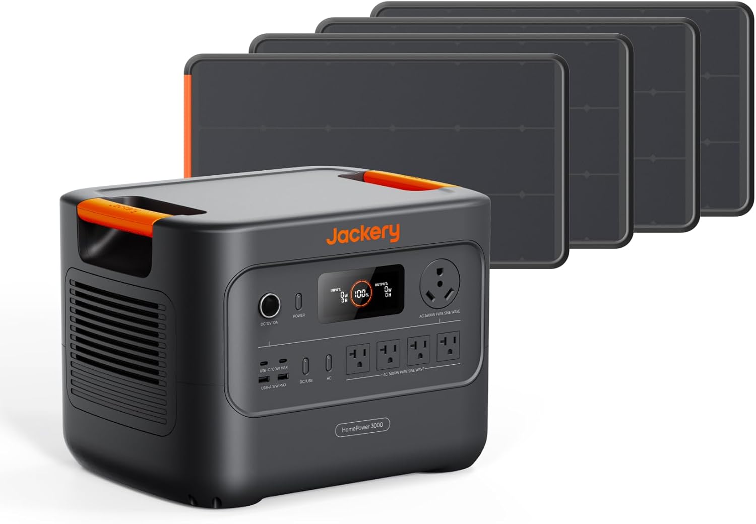 Jackery HomePower 3000 Portable Power Station with 2X 200W Solar Panels, 3600W (Surge 7200W) Output, 3072Wh LFP Battery Solar Generator, Essential Backup for Home Use, Power Outage, RV, Emergencies