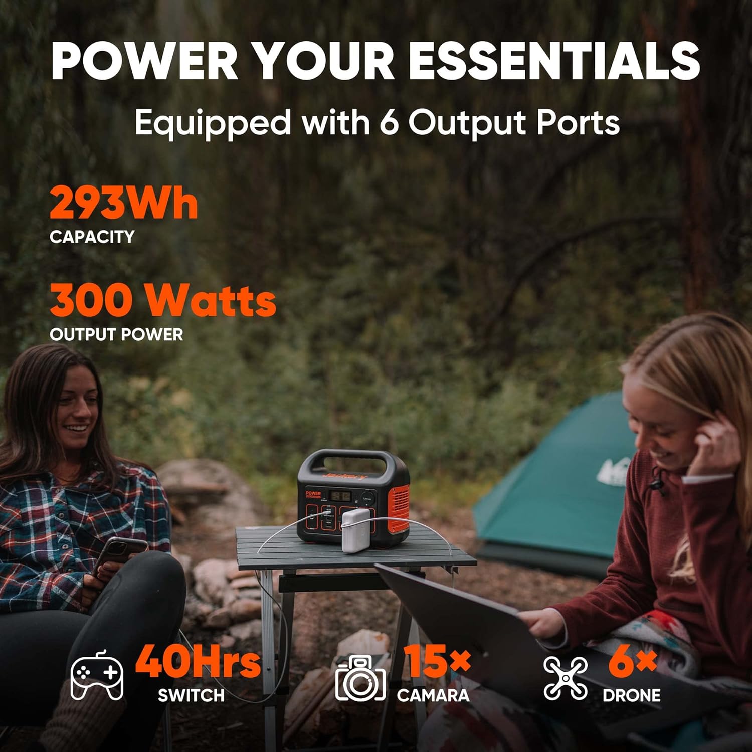 Jackery Portable Power Station Explorer 300, 293Wh Backup Lithium Battery, Solar Generator for Outdoors Camping Travel Hunting Blackout (Solar Panel Optional)