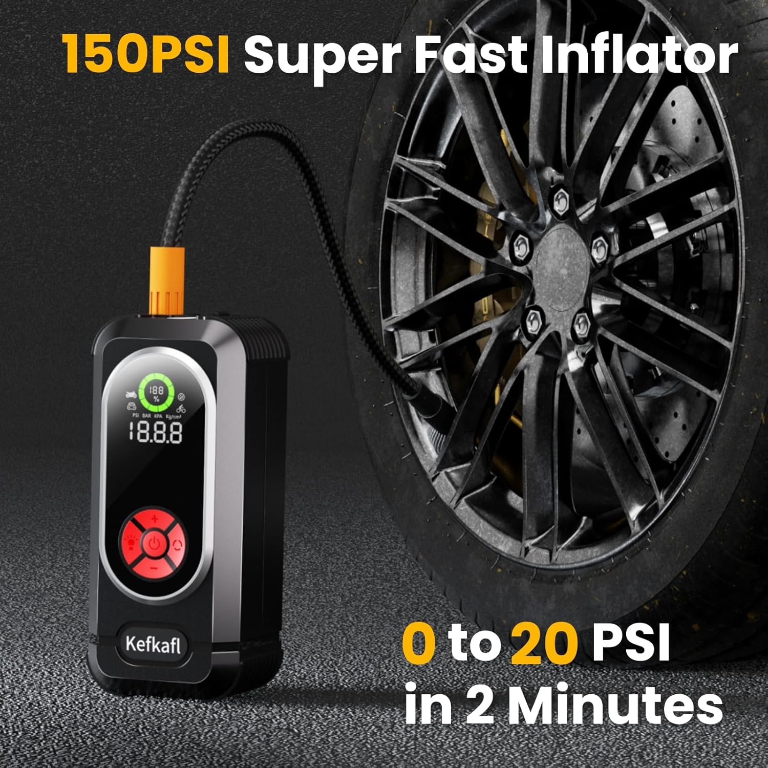 Jump Starter with Air Compressor, 5000A Car Battery Jump Starter Portable (10.0 Gas/10.0L Diesel), 150PSI 12V Jump Box Battery Jumper Starter with Tire Inflator, Jumper Cables, LED Light, LED Display Jump Starter with Air Compressor, 5000A Car Battery Jump Starter Portable (10.0 Gas/10.0L Diesel), 150PSI 12V Jump Box Battery Jumper Starter with Tire Inflator, Jumper Cables, LED Light, LED Display