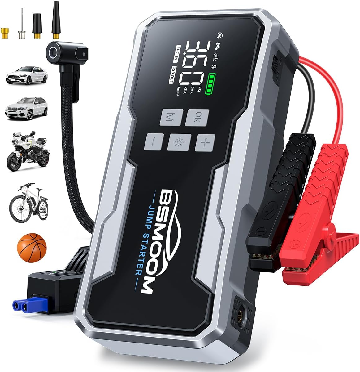 Jump Starter with Air Compressor, 6000A Jump Starter Battery Pack (All Gas/10L Diesel), 150PSI 12V Jump Box Car Battery Jumper Starter Portable with Type-C Quick Charge and LED Lights Jump Starter with Air Compressor, 6000A Jump Starter Battery Pack (All Gas/10L Diesel), 150PSI 12V Jump Box Car Battery Jumper Starter Portable with Type-C Quick Charge and LED Lights