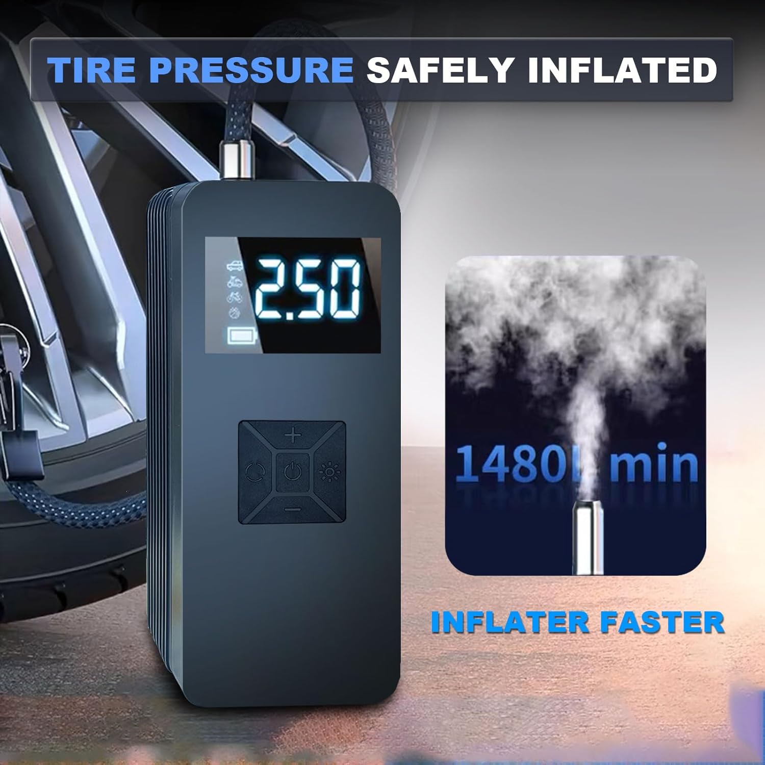 Jump Starter with Air Compressor,14.8V 8000A Peak Portable Car Battery Jump Starter Jump Box,150PSI Car Air Pump Tire Inflator Battery Charger with LED Light, LCD Display,Black Jump Starter with Air Compressor,14.8V 8000A Peak Portable Car Battery Jump Starter Jump Box,150PSI Car Air Pump Tire Inflator Battery Charger with LED Light, LCD Display,Black