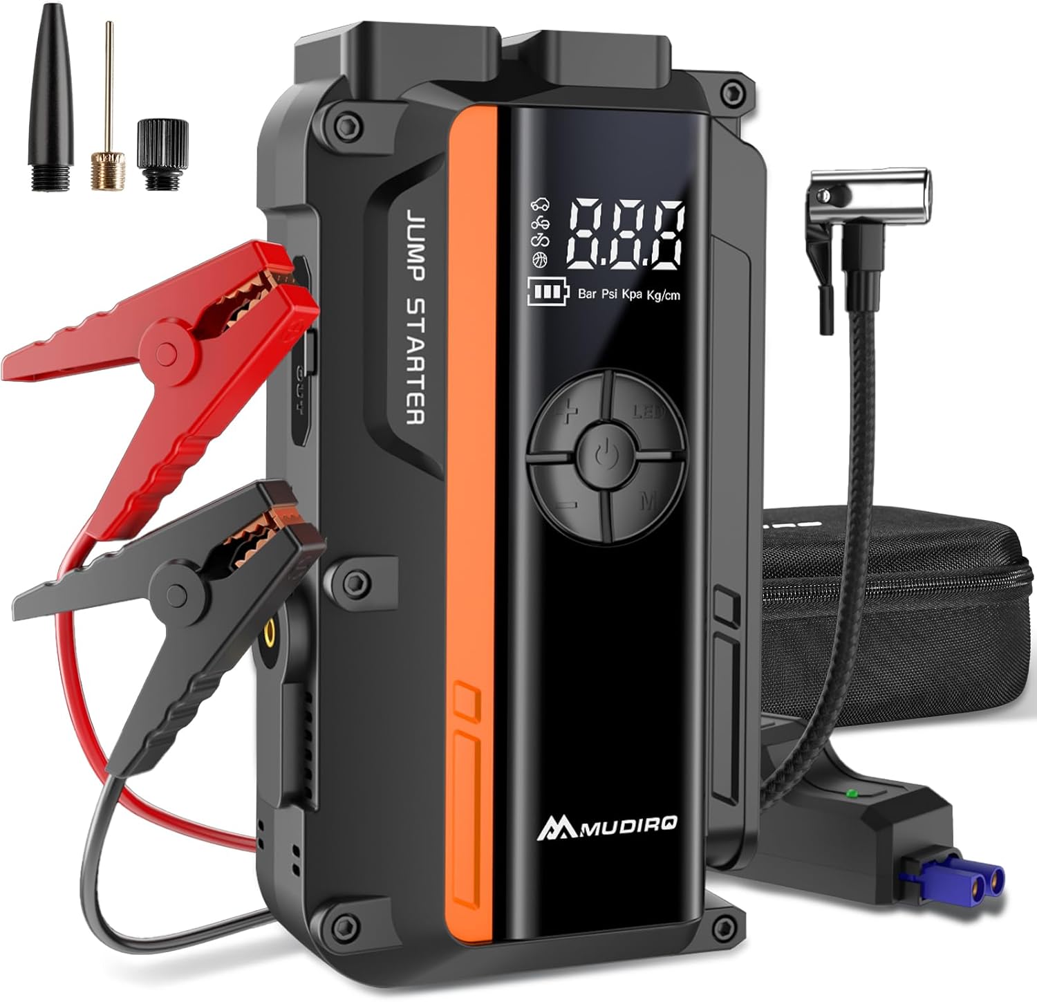 M-JA3 Car Jump Starter with Air Compressor 6000A 160PSI, Battery Jumper Starter Portable(All Gas/8L Diesel), 12V Jump Box Battery Charger