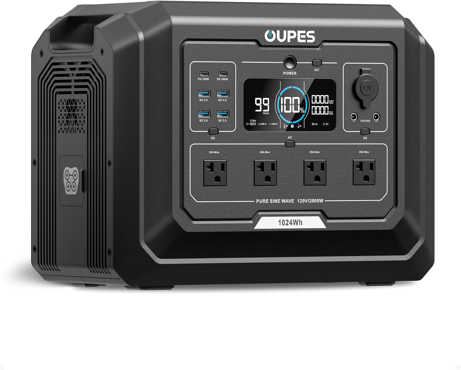 OUPES Mega 1 Portable Power Station 2000W (Surge 4500W), 1024Wh LiFePO4 Battery Solar Generator, Expandable to 5kWh, UPS, for Home Backup Power, Camping  Road Trips (Solar Panel Optional)