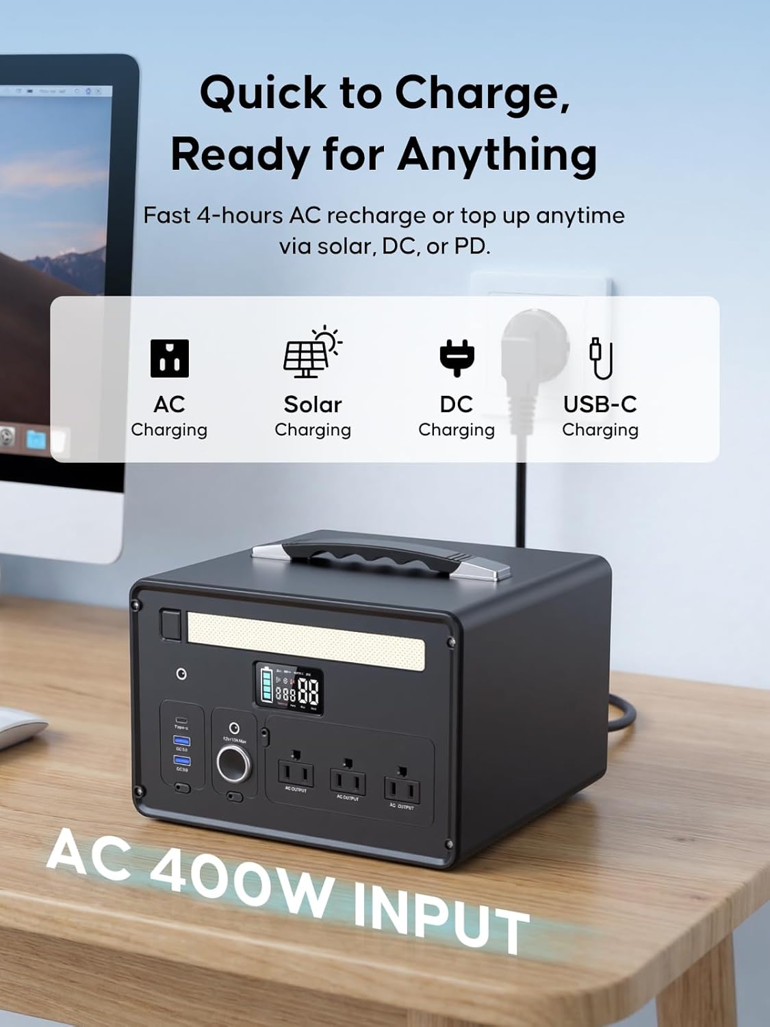 Portable Power Station 1000W (2000W Surge), 1008Wh LiFePO4 Power Station with 3 AC Outlet, 140W USB-C Fast Charging,8 Ports Solar Generator for Camping Indoor Outdoor Emergency RV Trip (CYBPULTE C011)