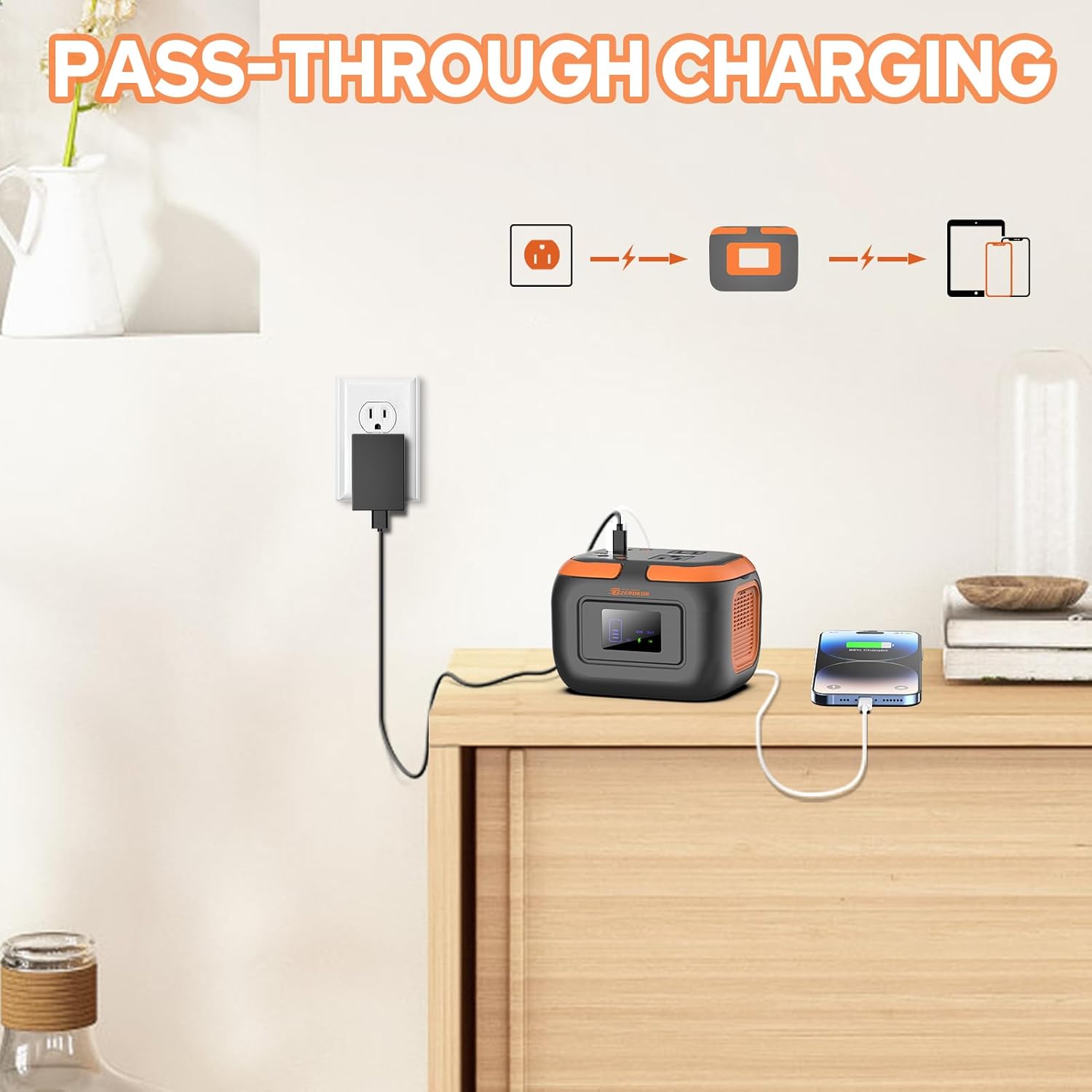 Portable Power Station 120W, Power Bank with AC Outlet, Portable Generator 97.6Wh External Battery Power Pack with USB C Input for Camping Home Van Life Adventure Backup