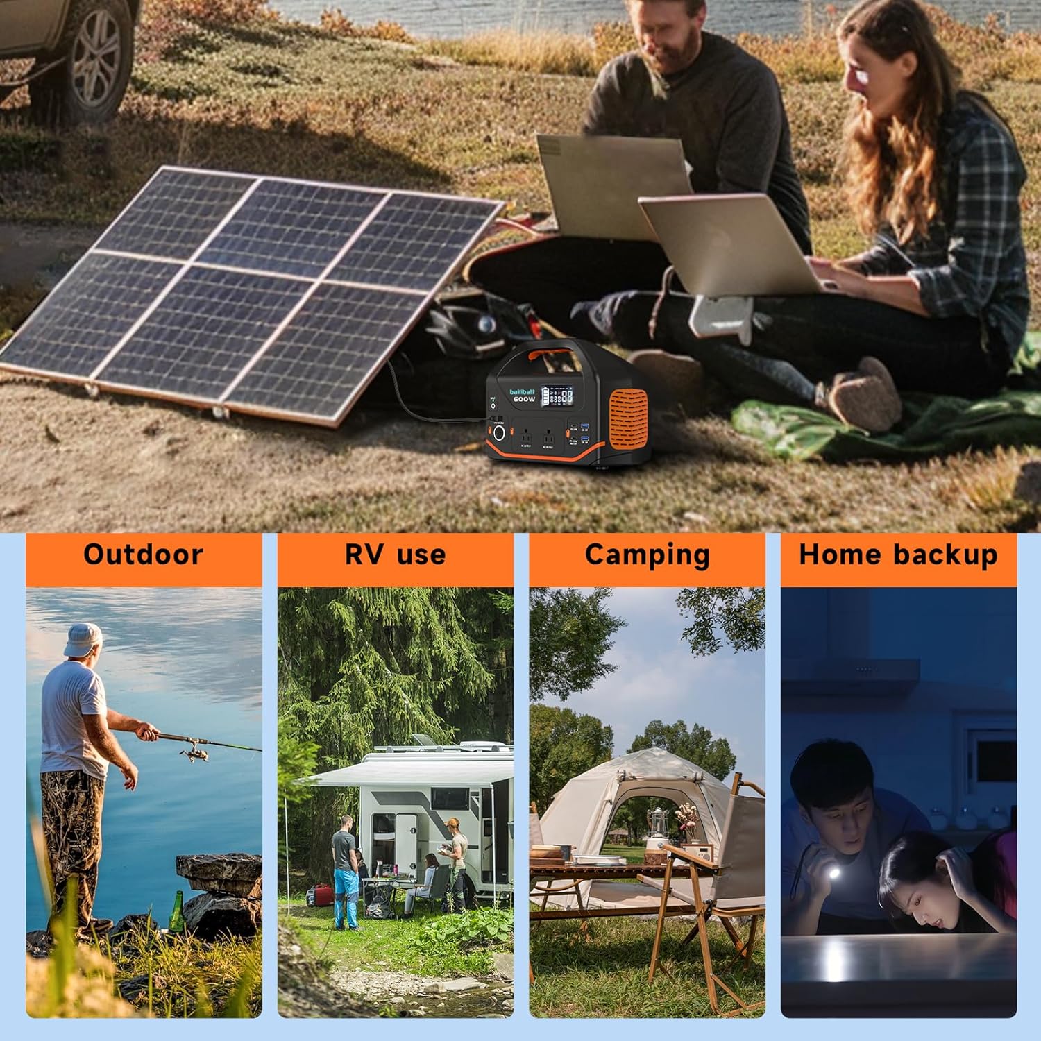 Portable Power Station 600W 293Wh Camping Lithium Battery, Portable Generator for Home Use Emergency Power Station Backup Travel Outdoor 100W PD  120V Pure Sine Wave AC Outlet