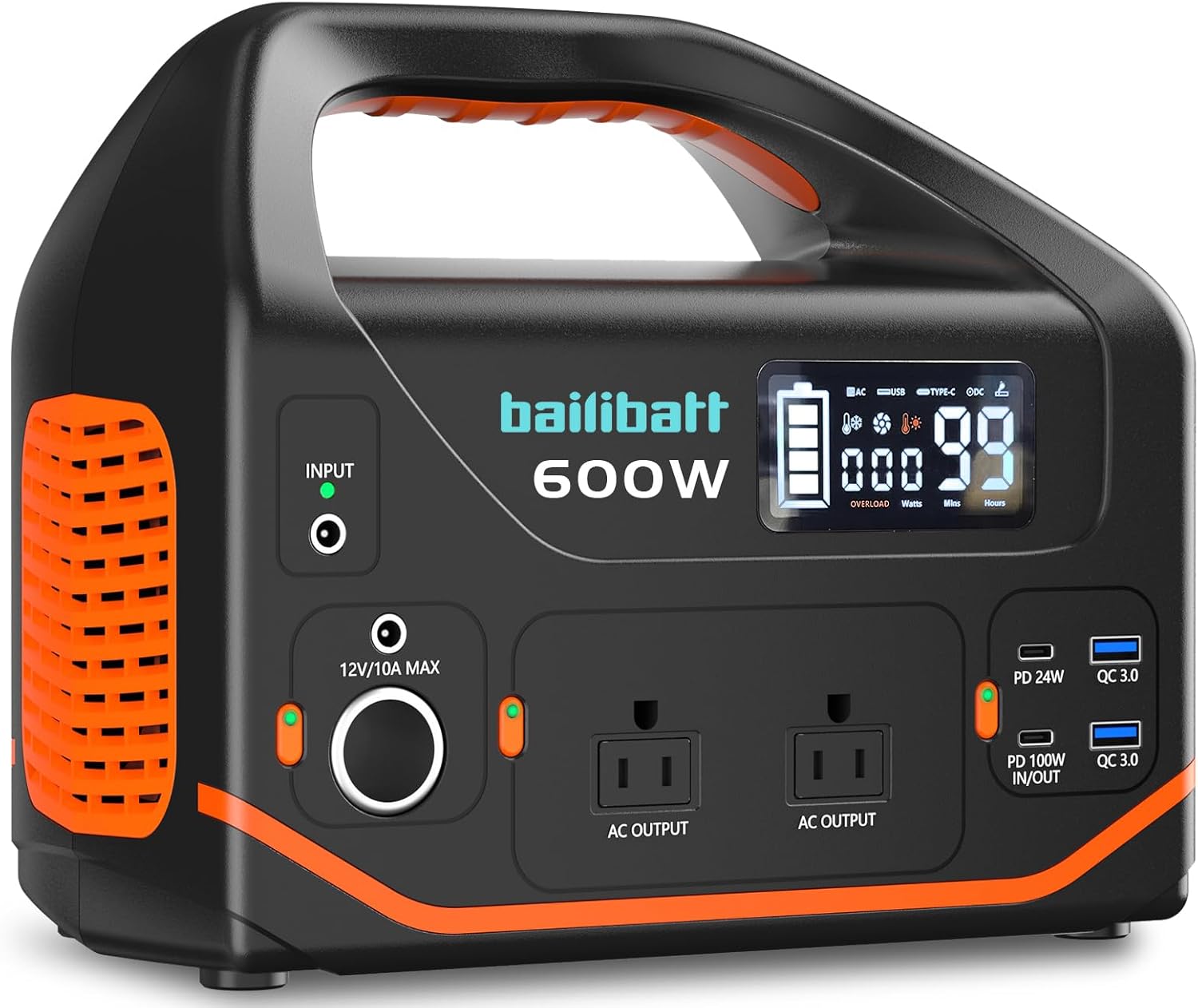 Portable Power Station 600W 293Wh Camping Lithium Battery, Portable Generator for Home Use Emergency Power Station Backup Travel Outdoor 100W PD  120V Pure Sine Wave AC Outlet