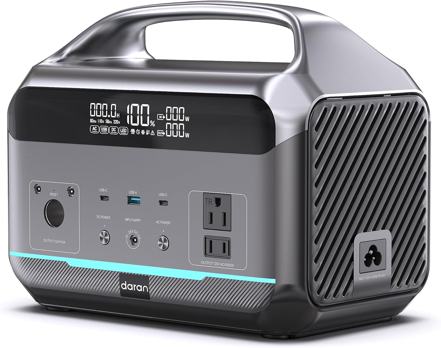 Portable Power Station 600W(1200W Surge), 288Wh(90,000mAh) Solar Generator LiFePO4 Battery with AC Outlets, 1.7H Fast Charging for Home  Emergency, Hurricane, CPAP
