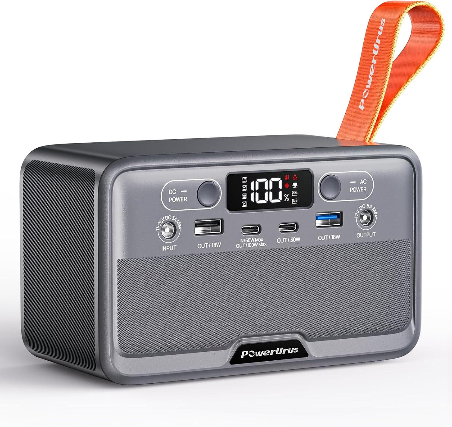 Portable Power Station, PowerUrus 28,000mAh Solar Power Bank, LiFePO4 Battery Backup with 100W/110V AC Outlet, DC  PD Fast Charging, Samll Generator for Dash Cam, Home, Camping, Office, TSA Approved