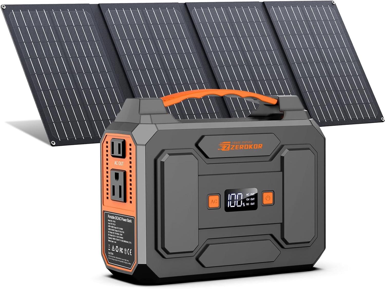Portable Power Station with Foldable 40W Solar Panel, 100W Solar Powered Generator with Panels,110V AC Outlet Camping Solar Power Bank 146Wh DC Battery Pack for Smart Device RV Outdoor Power Outage