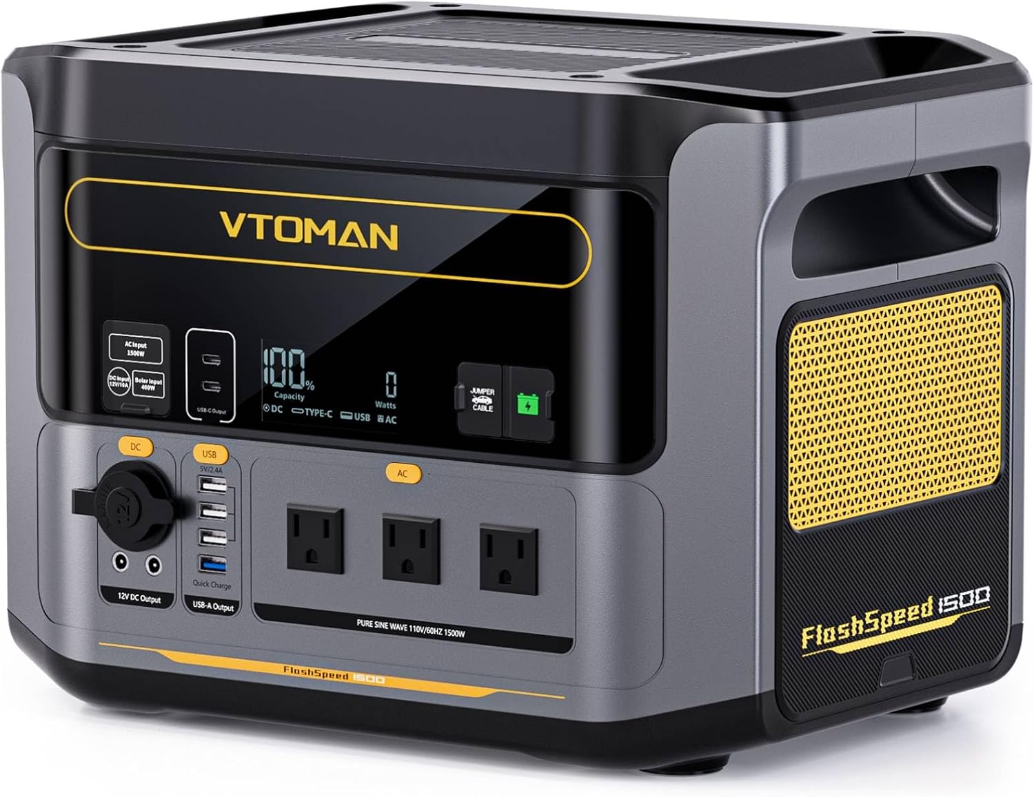 VTOMAN FlashSpeed 300 Portable Power Station, 300W 230Wh LiFePO4 Battery with 3000 Life Cycles, 100W PD USB-C Fast Charge, 6 Outputs for Outdoor Camping, Home Backup, RV, Off-Grid