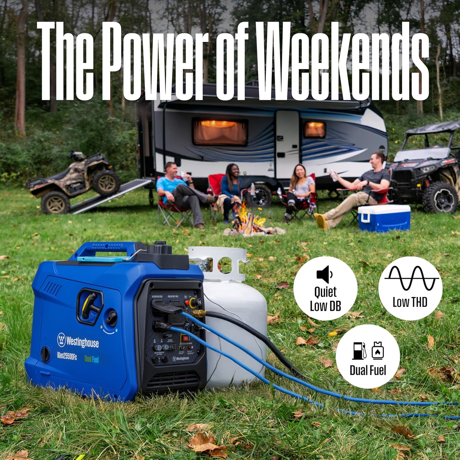 Westinghouse 2550 Peak Watt Super Quiet  Lightweight Portable Inverter Generator, RV Ready 30A Outlet, Gas and Propane Powered, CO Sensor, Parallel Capable, Long Run Time